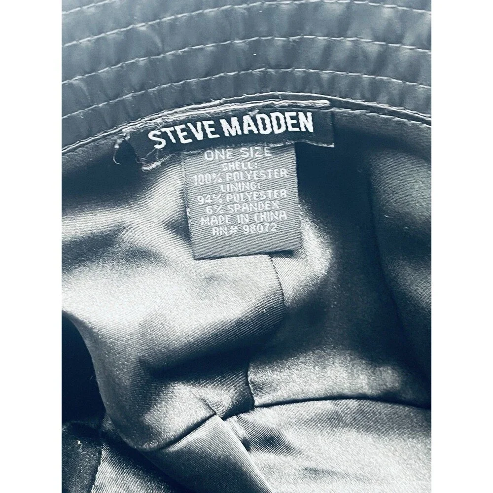 Steve Madden Black Bucket Hat Cap Metal Mold Brand Logo